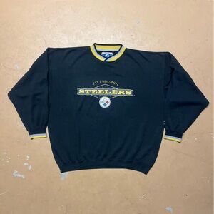 Vintage 90’s STARTER Pittsburgh Steelers Striped Cuff Thin Crewneck XL Oversized
